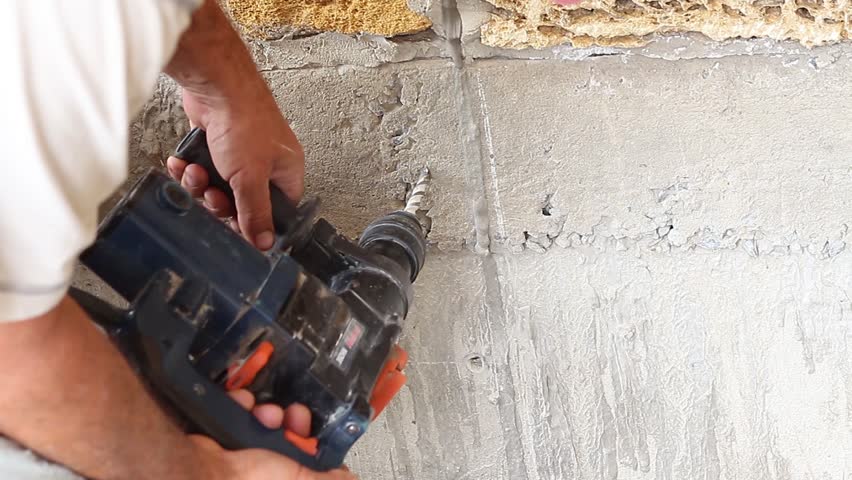 Drilling Hole Into Concrete Wall. Stock Footage Video 4673021