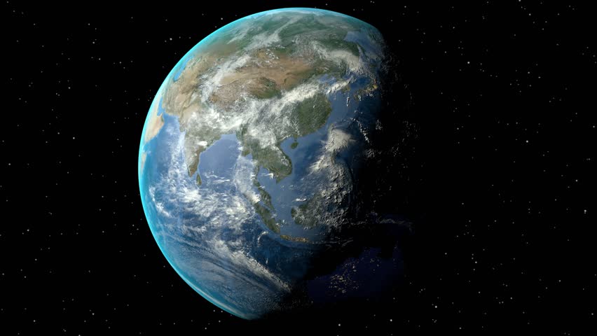 Map Of The World Zoom In And Out Realistic Night to day - rotating Earth. Zoom in on Tajikistan outlined. Satellite high resolution