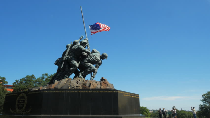 Iwo Jima Memorial Close Up Low Flag And Faces Shot On Eastman Kodak