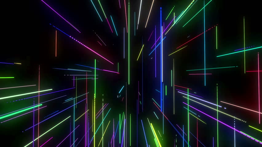 Animation Of Colorful Neon Disco Lasers Lights Moving In 3D Space