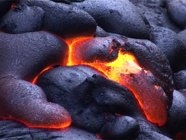 Cooling Crust Shows Fiery Hot Molten Lava Underneath Stock Footage Video Shutterstock