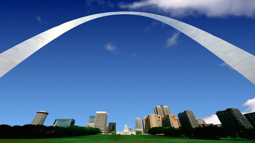 ST LOUIS, MO - CIRCA 2009: Composite Of The St Louis Arch A With Time-lapse Clouds. Stock ...