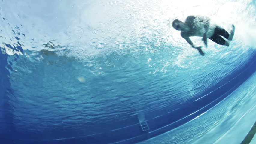 Dynamic Butterfly Swimmer Underwater View Stock Footage