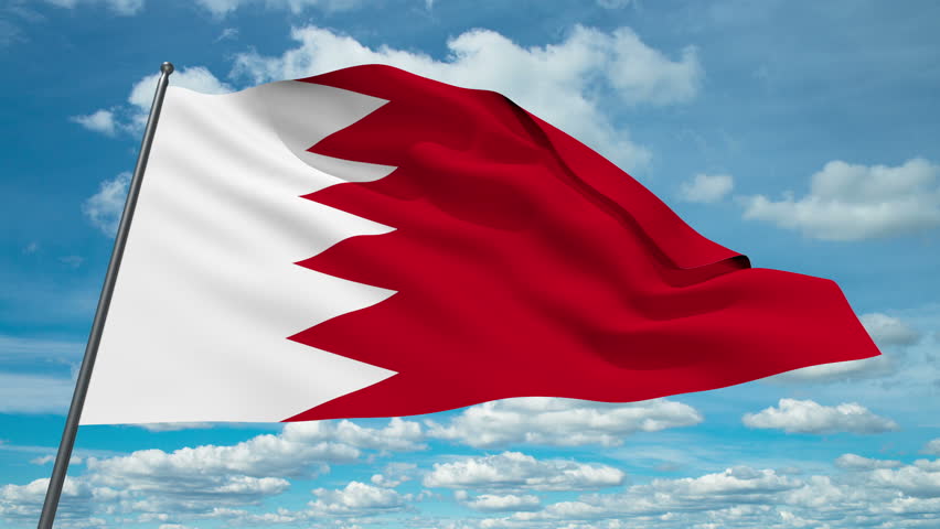 Bahrein Flag Waving Against Time-lapse Clouds Background ...