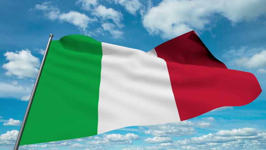 Italy Flag Animation With Real Time-lapse Clouds. Stock Footage Video