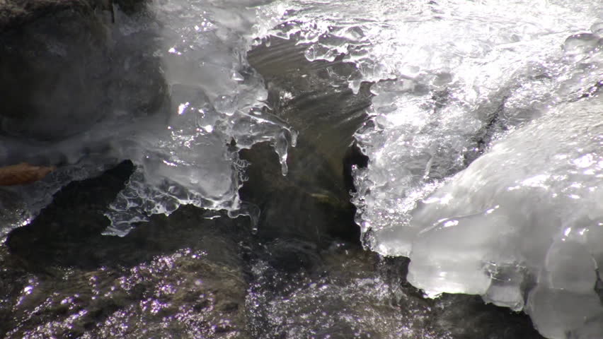 Closeup Of Melting Ice Due To The Spring Season s Warm Temperatures High Definition Stock 