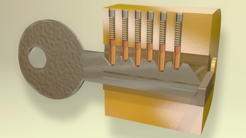 key-lock-mechanism-block-3d-animation-shows-internal-lock-springs-and