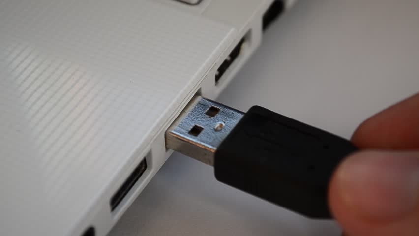 Inserting A Usb Drive Into A Laptop Computer Stock Footage Video