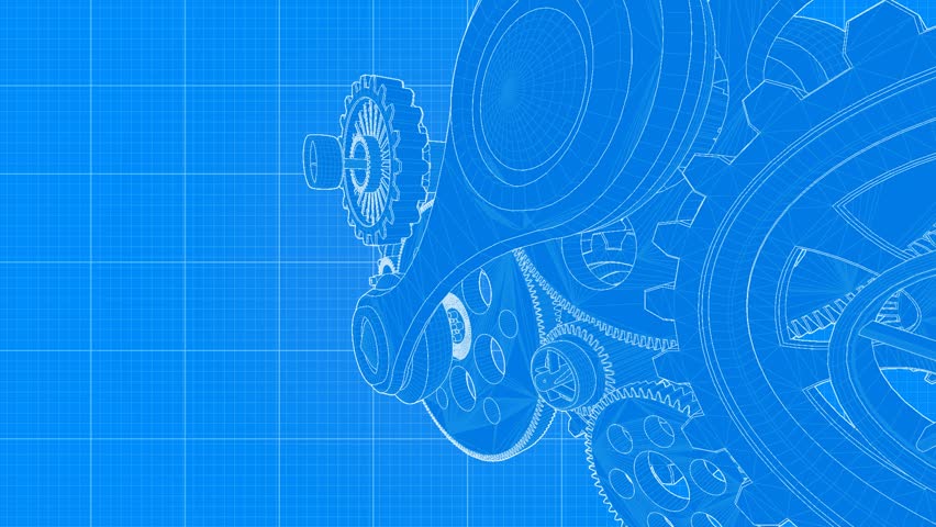 Gears Turning Blueprint Sketch Animation Stock Footage Video 1749218