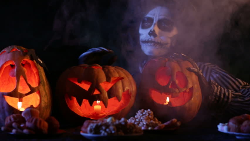 funny ghoul is among the composition of pumpkins hd stock video clip - Pictures That Say Happy Halloween funny ghoul is among the composition of pumpkins hd stock video clip - Pictures That Say Happy Halloween