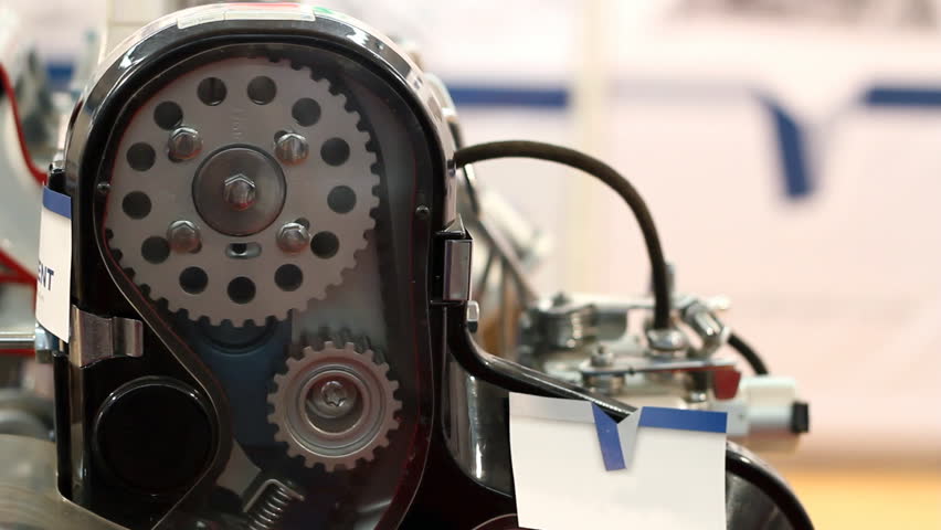 Car Engine Gears And Belt Front View Stock Footage Video 3683477