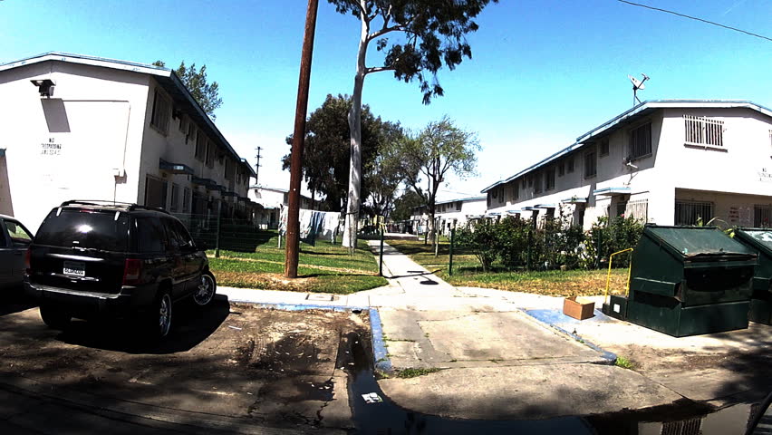 WATTS, CA - APRIL 9, 2013: The Point Of View Of Someone Driving In A