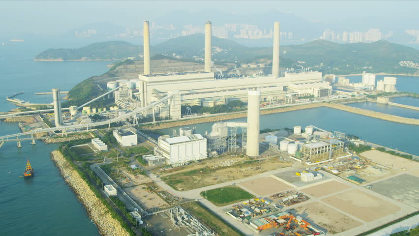 Aerial View Lamma Power Station Lamma Island Chimneys Hong Kong