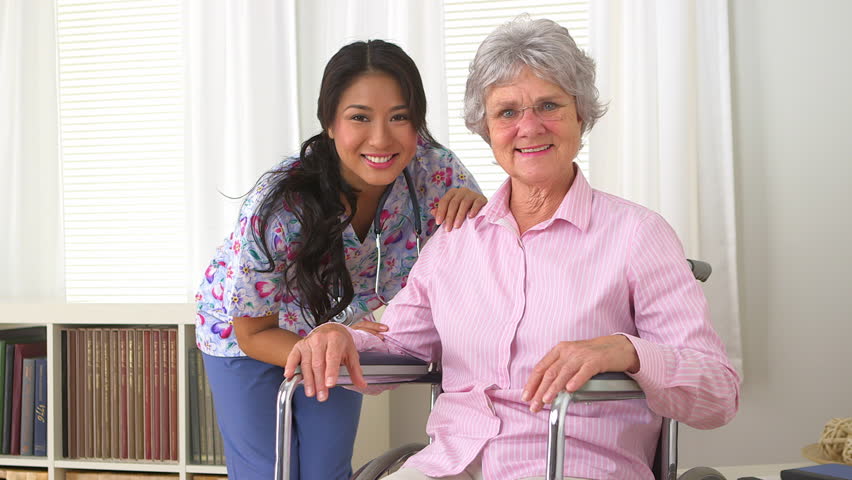 Happy Patient With Her Japanese Caregiver Stock Footage Video 4265867