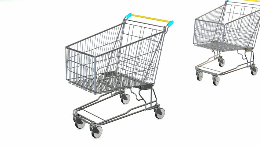 Great Sale With Discount. Animated Shopping Carts With Percentage Cubes