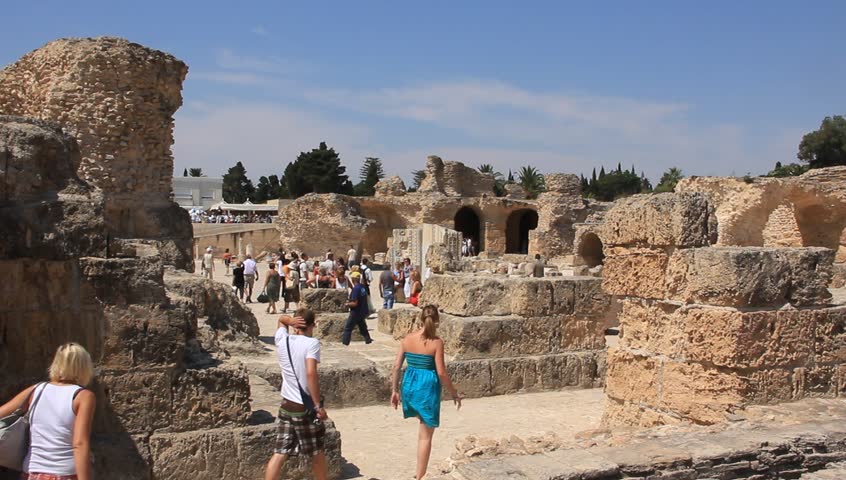 CARTHAGE, TUNISIA, JULY 7, 2010 People On Ruins Of Ancient Carthage
