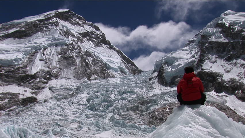 In The Death Zone Climbing Towards The Summit Of Everest - Climbers Navigate Difficult, Scary 