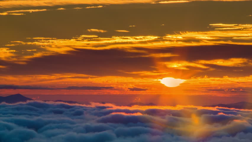 Sunrise Over Cloud Covered Appalachian Mountains Near Asheville, North 