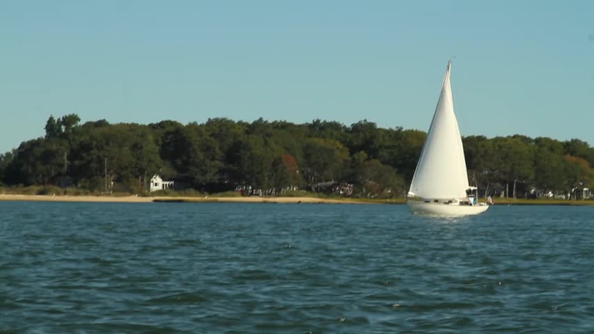 Sailing past sailboats (5 of 7) - HD stock video clip