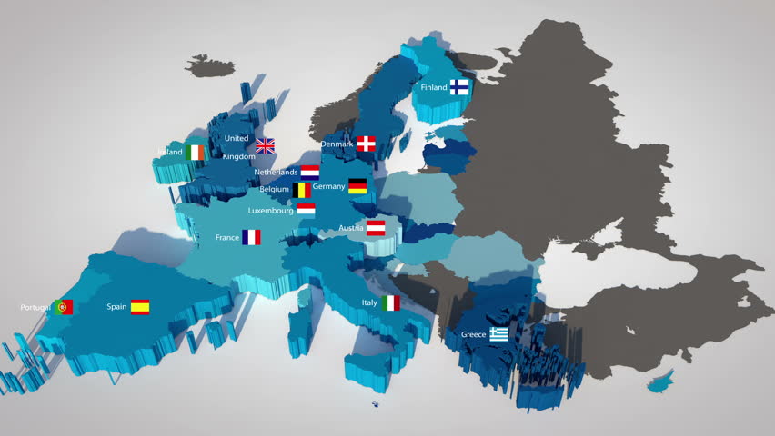 3d Animation Of Europe Map Formed By Individual Countries Stock Footage ...