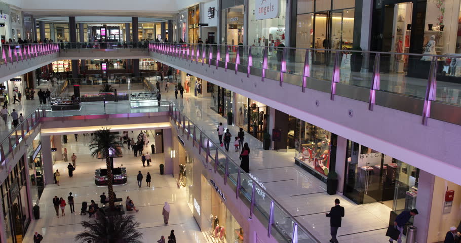 DUBAI, UNITED ARAB EMIRATES, UAE - JANUARY 20, 2014 Arab People Shopping In Dubai Mall, Shoppers ...