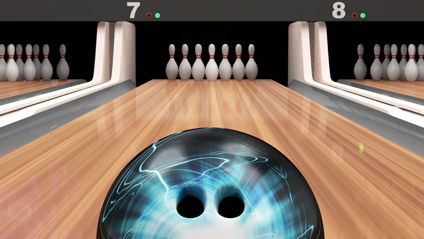 Animation Of Bowling Strike. Bowling Ball Crashing Into The Pins On