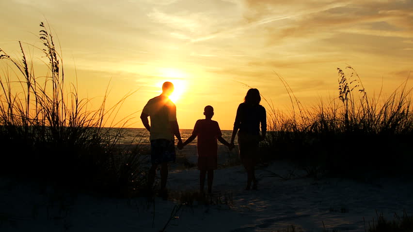 Silhouette Of Little Boy Walking Around & Watching Something, Full HD