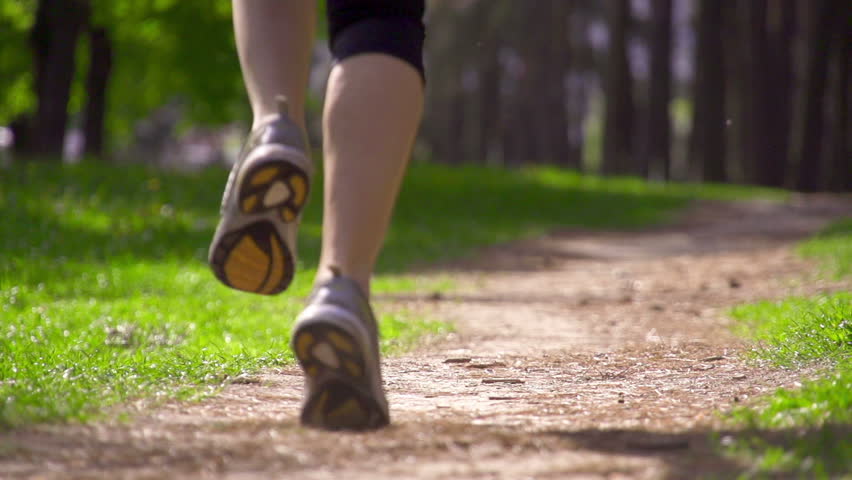 barefoot running on road