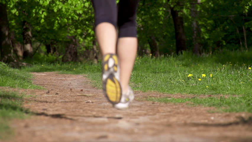barefoot running on road