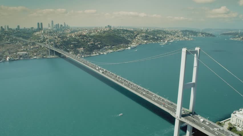 Aerial View Of Bosphorus Suspension Bridge In Istanbul Turkey Which