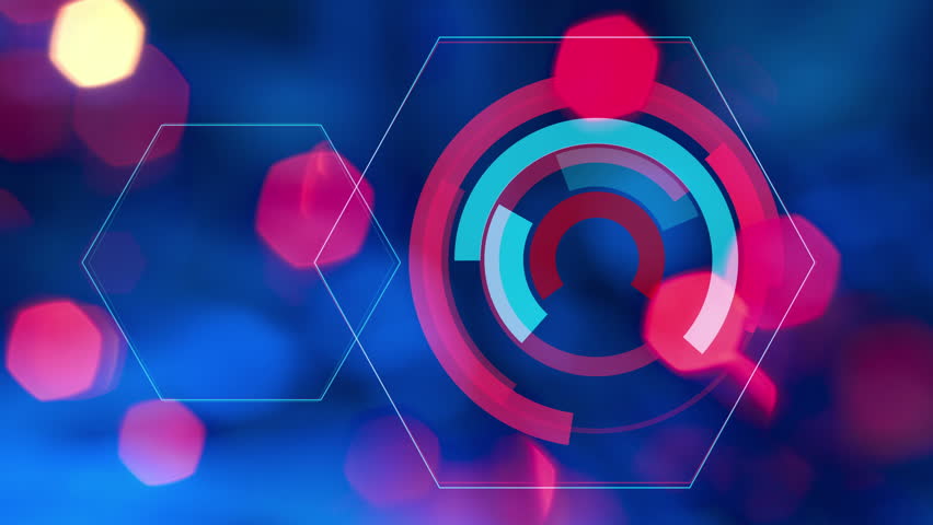 Hologram Interface Graphics, Blue And Red Lights Abstract Background