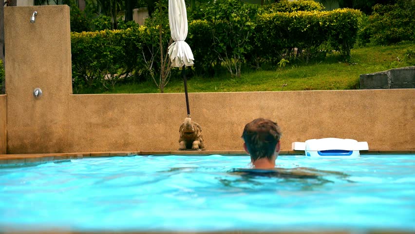 Young Wet Sexy Muscular Man In Swimming Pool Slow Motion HD