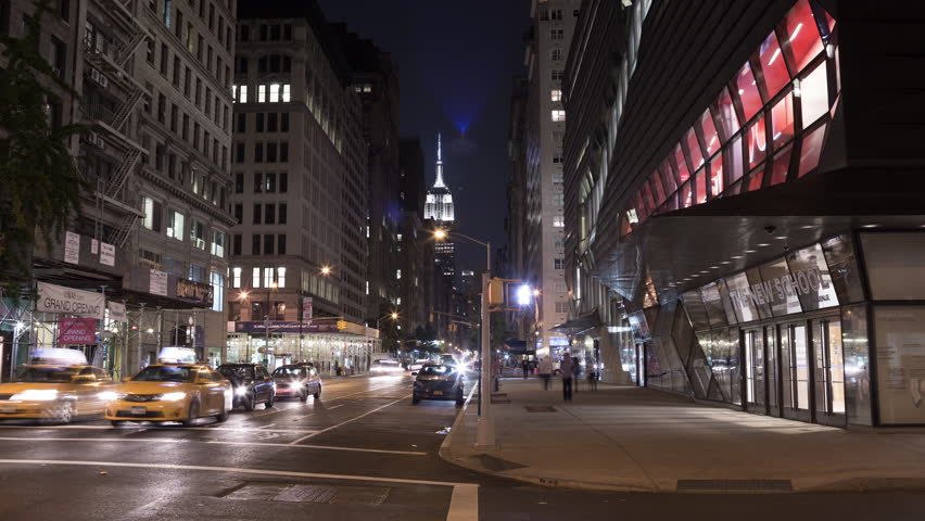 NEW YORK - OCT 28, 2014: Lower 5th Ave At Night In Manhattan, New York ...