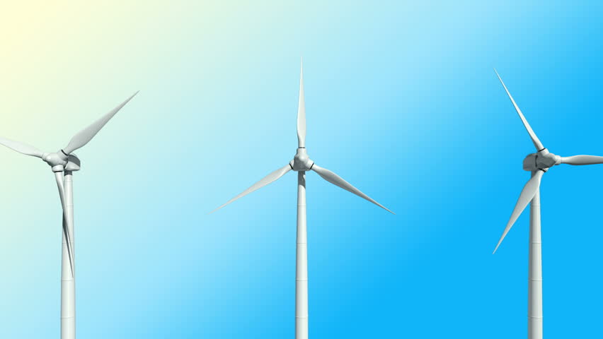 Animation Of Rotation Windmill Turbines. Clean Energy Of Wind. Wind