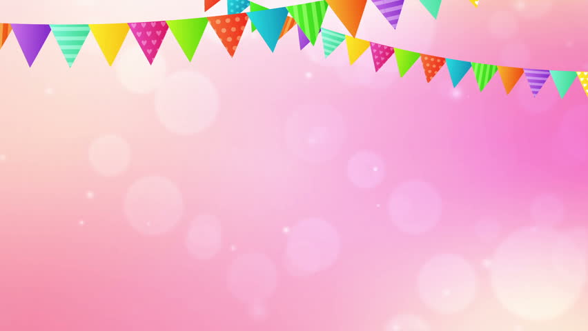 Party Animation With Balloons, Streamers And Confetti. A Present Is