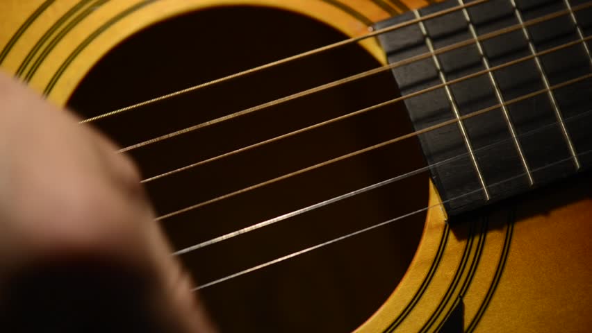 Close Up Strumming Acoustic Guitar Stock Footage Video ...