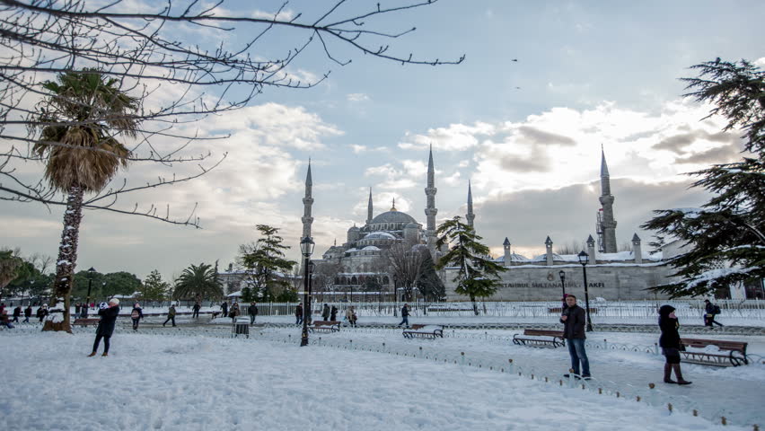 ISTANBUL January 2015-Sultan Ahmet Square In Istanbul, Turkey. Winter ...