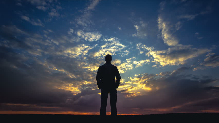 Man Pointing The Horizon At The Top Of A Mountain. Stock Footage Video ...