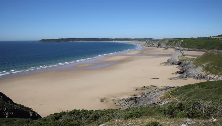 View Of Three Cliffs Bay The Gower Peninsula Swansea Wales Uk From The ...