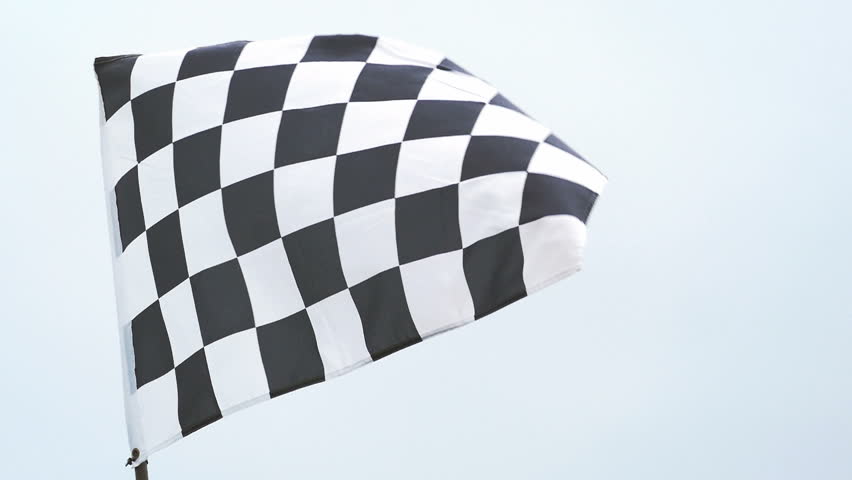 Checkered Race Flag Waving In Slow Motion At Finish Line Stock Footage ...