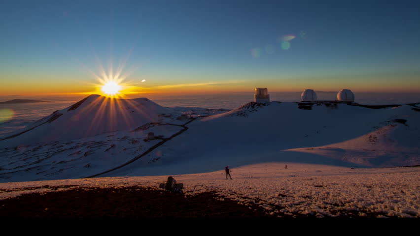 Mauna Kea Observatory Sunset, Timelapse, Big Island, Hawaii, USA Stock ...