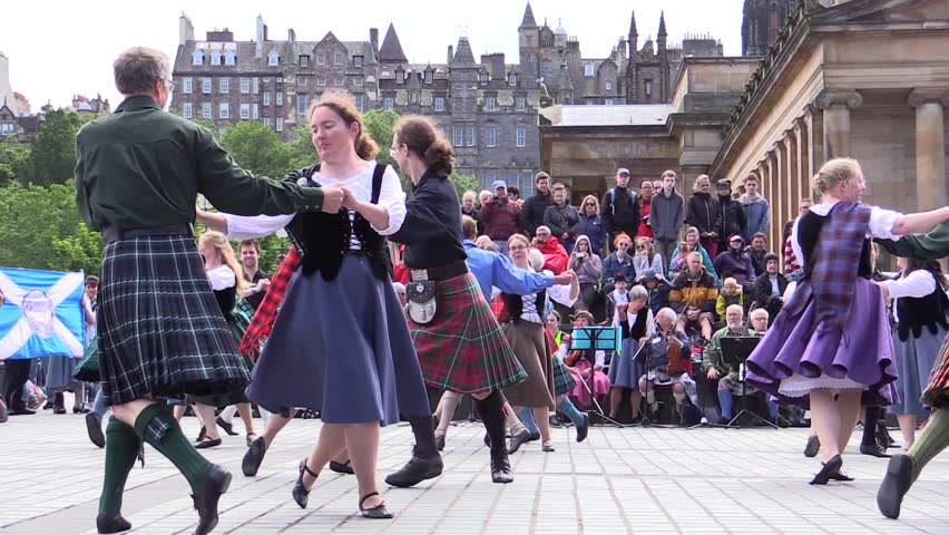 Scotland. Edinburgh. June 2015. Scottish Folk Dancers.Wearing Kilth And ...