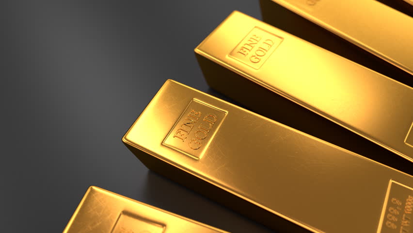 Gold bars, ingot on black background, 4K, loop | HDFootageStock.com