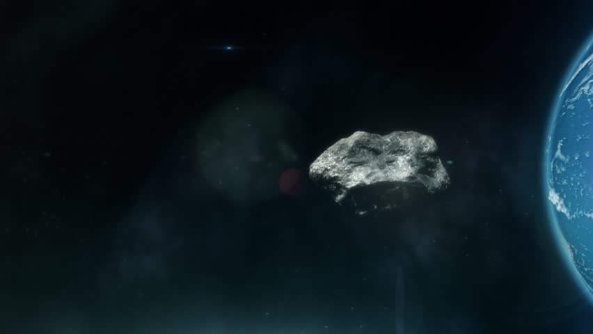 An Asteroid Or Meteor Floating Through The Depths Of Space. Stock ...