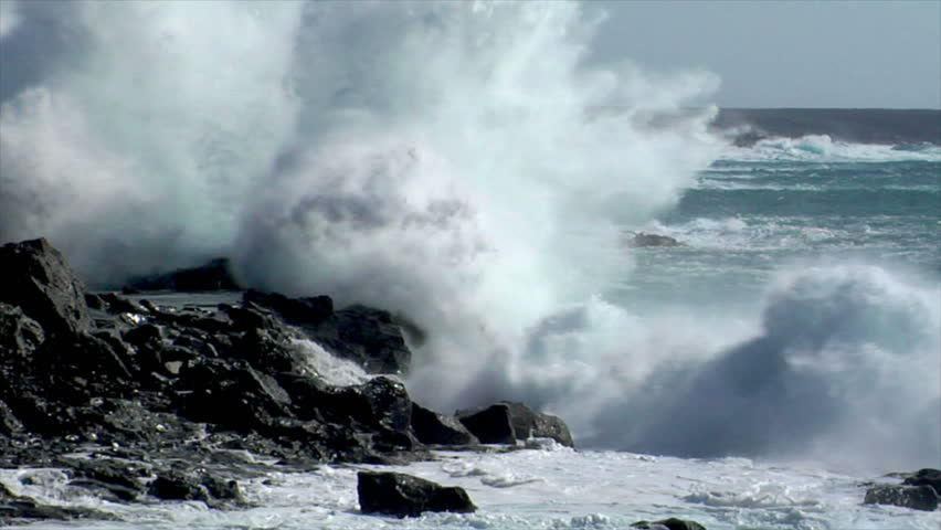 Extreme Wave Crushing Vulcan Coast Stock Footage Video 1315006 ...