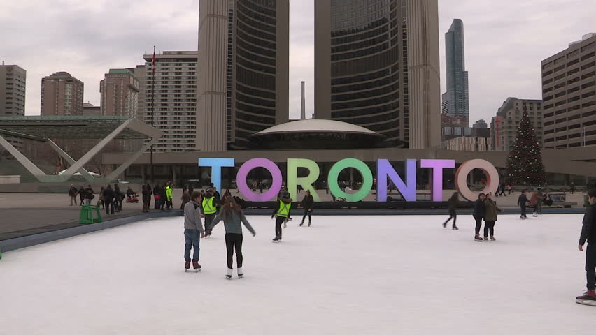 Toronto, Ontario, Canada December 2015 Toronto Sign At City Hall With ...