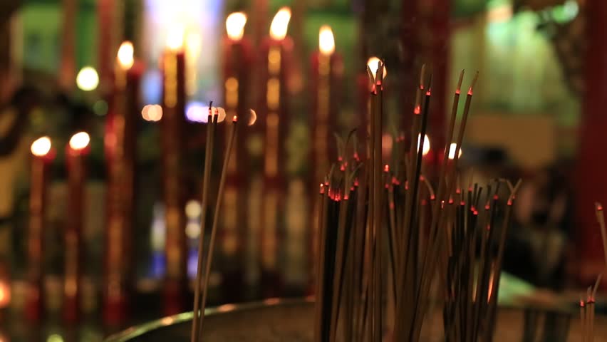 Incense Sticks In A Buddhist Temple Stock Footage Video 9776912 ...