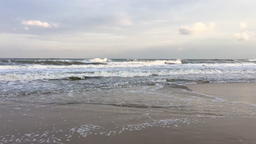 The Beach With Waves In The Outer Banks, North Carolina, USA. Stock ...