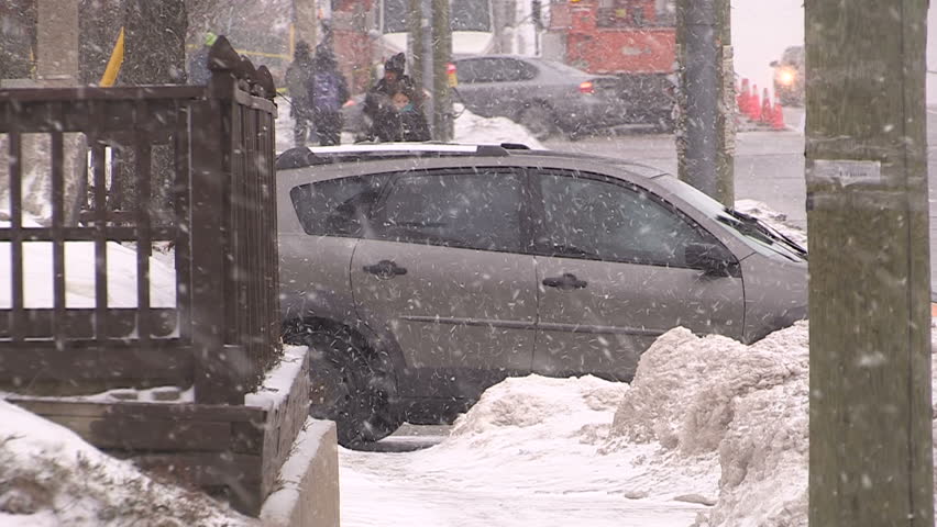 Waterloo, Ontario, Canada January 2014 Pedestrians Walking Slipping ...