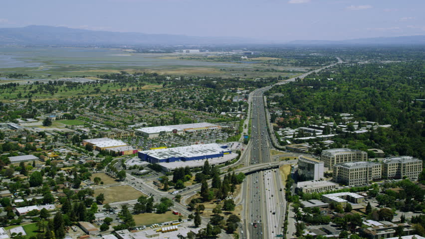 4k / Ultra HD Version Aerial View Of Silicon Valley Area In California ...